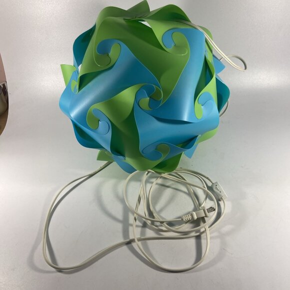 Infinity Jigsaw Puzzle Light Blue Green Pendant Swag Lamp Cord Assembled 12 in - Picture 3 of 4
